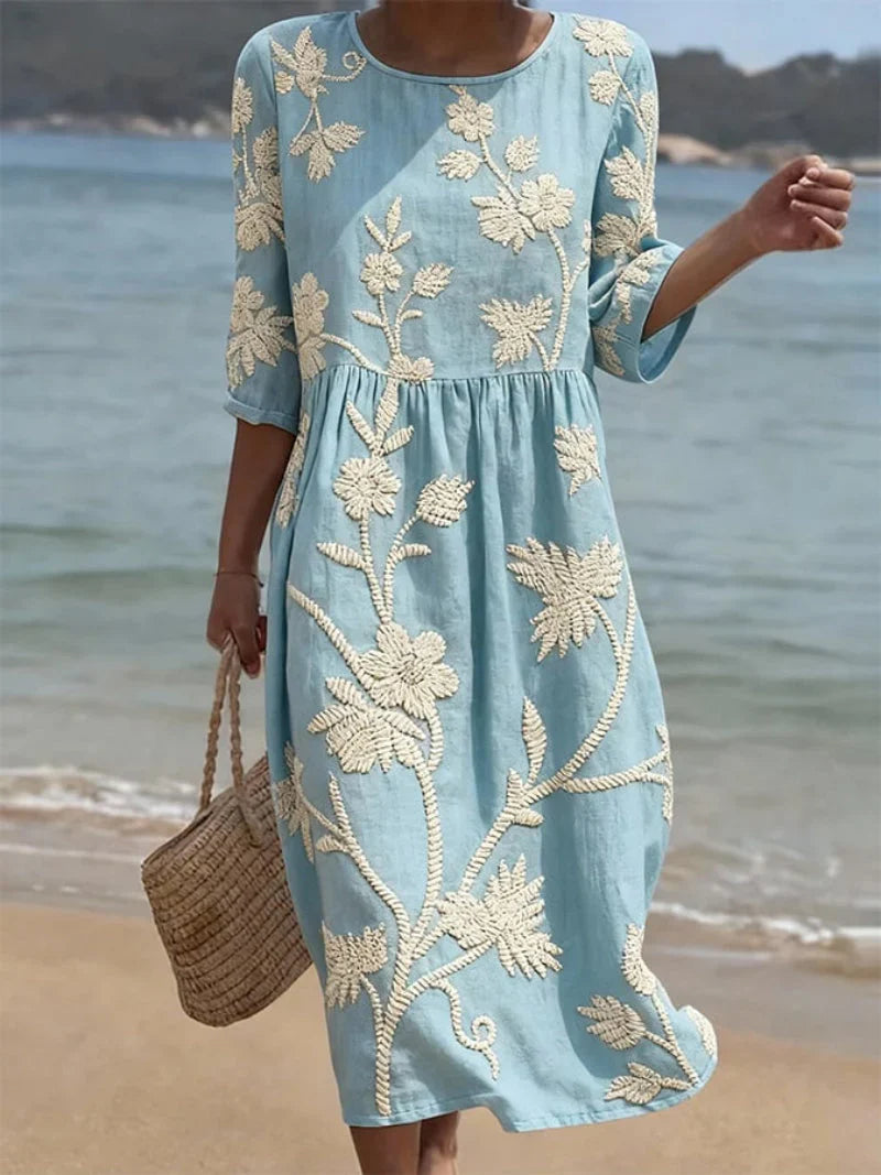 Vestido Casual Floral azul