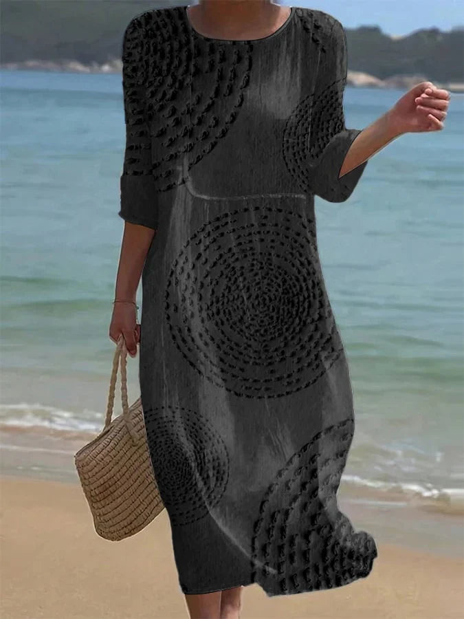 Vestido Casual Bordado Negro