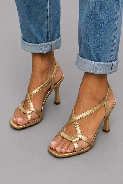 Elisabetta Eleganta Gyllene Sommarsandaler
