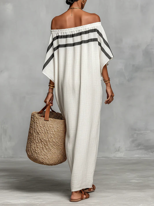 Aveline Maxiklänning Med Off-Shoulder Design Och Fladdermusärmar