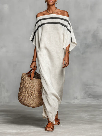 Aveline Maxiklänning Med Off-Shoulder Design Och Fladdermusärmar